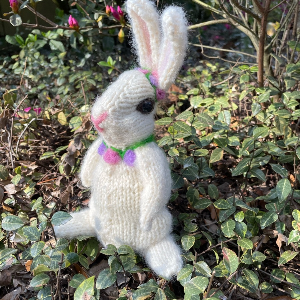 Hand crafted knit and needle felted bunny rabbit unique original handmade - Picture 6 of 16